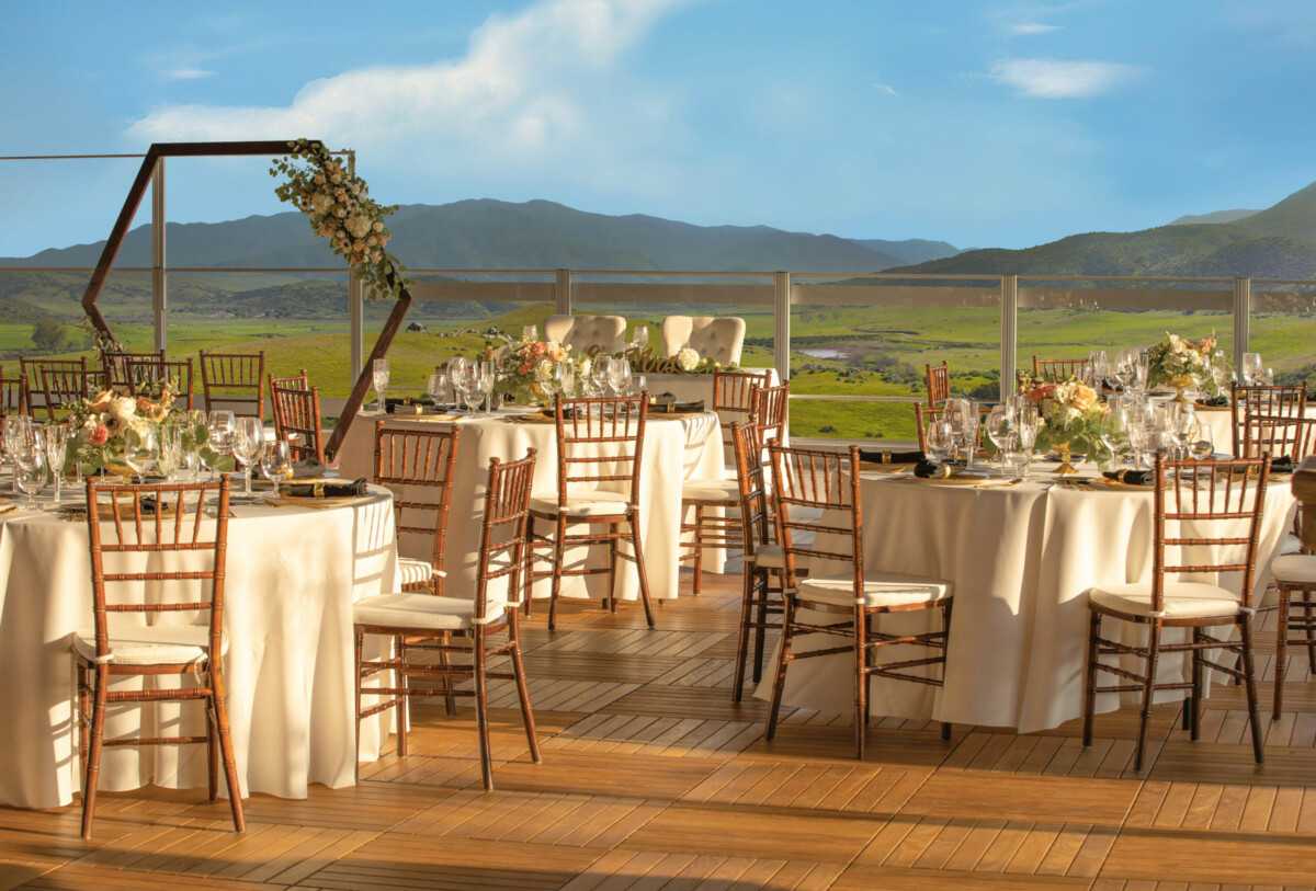 Tables set at The Rooftop for an San Diego wedding at Jamul Casino Resort.