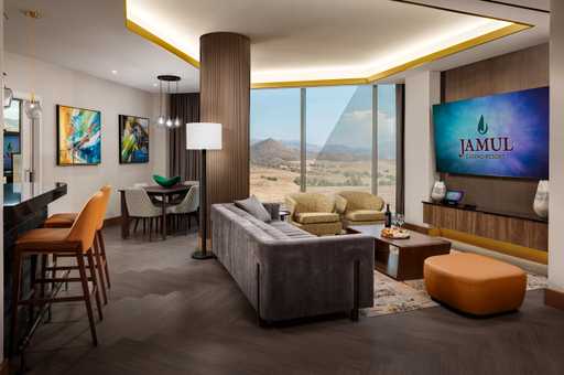 Panoramic Suite Living Room, Bar, and Dining Room at Jamul Casino Resort